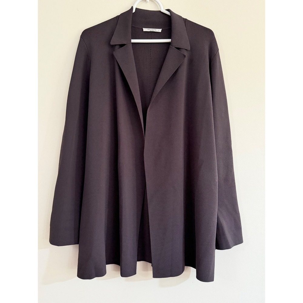 MM.LaFleur Merritt Jardigan Charcoal Gray Ribbed Knit Open Front Jacket Large